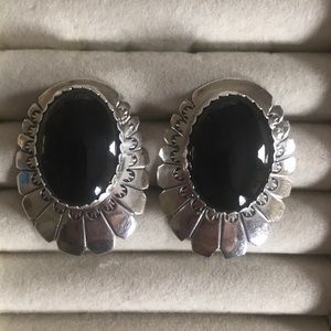 Southwestern Navajo SS Black Onyx Earrings